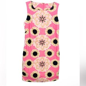 Lilly Pulitzer Pink Tan Medallion Printed Sheath Sleeveless Dress Size 6